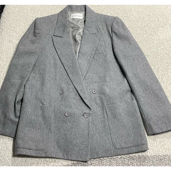 VTG JH Collectibles Blazer Jacket Wool Double Breasted Academia Women Sz 12 Gray - Picture 1 of 10